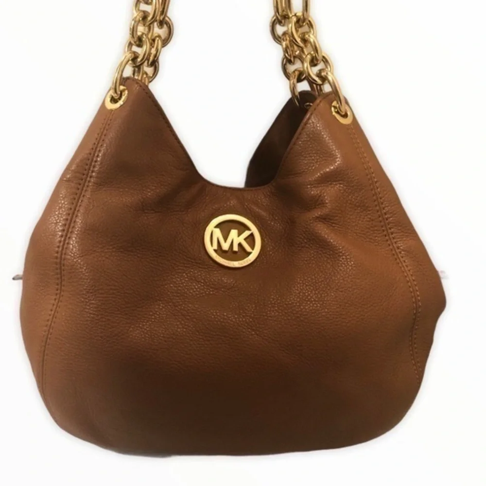 Michael kors brown leather triple compartment bag